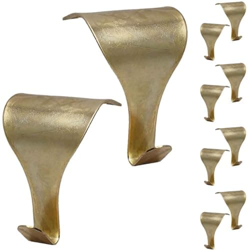 Image of Generic Brass-Plated Steel Moulding Picture Rail Hook - Pack of 10, 3.2 x 4.8cm, Hook Type, For Dado Picture Rails, Gold, Protects Walls & Frames