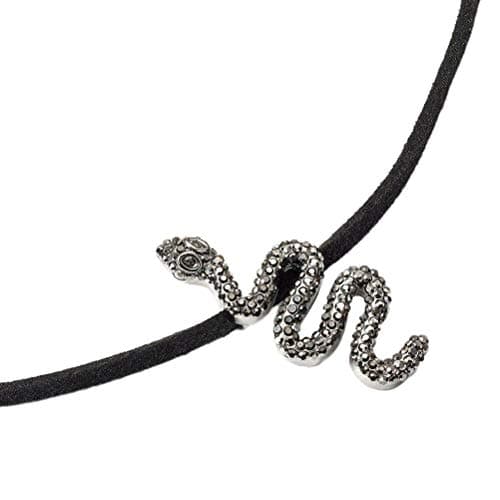 Image of The Carat Shop Harry Potter Nagini Black Crystal Pendant Necklace on a Black Suede Choker- WN0152