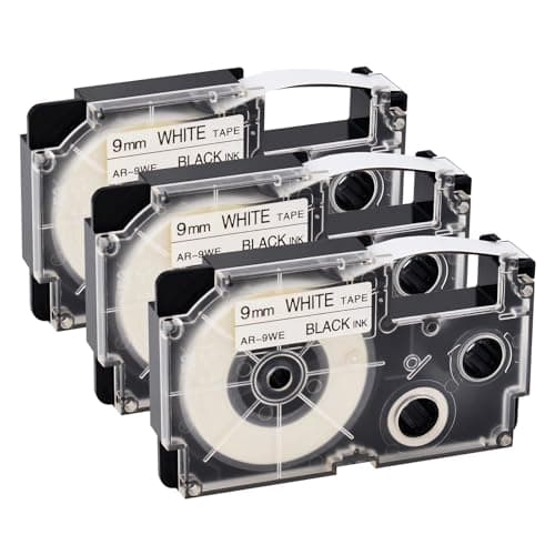 Image of NineLeaf Compatible for Casio Label Maker XR-9WE XR-9WE1 9mm x 8m Black On White Label Tapes for Casio KL-60 100 120 200 300 750 780 820 2000 7000 7200 7400 8100 8200 P1000 Label Printers, 3PK