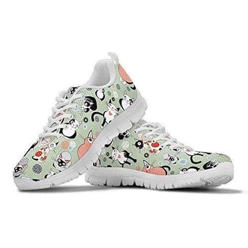 Image of HUGS IDEA Novelty Cartoon Cat Lovely Kitty Animal Outdoor Walking Shoes Running Training Jogging Loafers Sneaker Lace Up