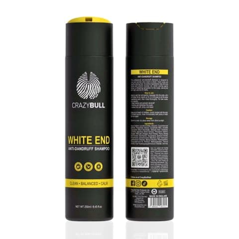 Image of CrazyBull White End Anti Dandruff Shampoo Men - 250ml, Dandruff Scalp Treatment, Shampoo for Dry, Itchy & Flaky Scalp, Gentle Daily Men's Shampoo, Anti Fungal Shampoo for Flake Control