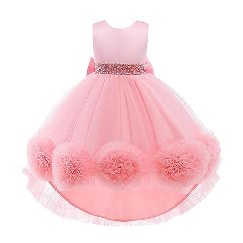 Image of Lito Angels Kids Flower Girl Bridesmaid High Low Dresses Wedding Party Outfit Fancy Ball Gown Occasion Dress Size 2-3 Years, Pink (Tag Number 100)