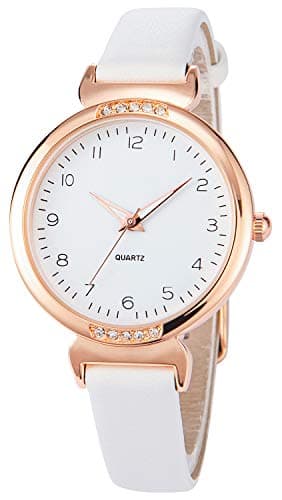 Image of NUOVO Women Watches Ladies Watches Rose Gold Case Wrist Watch Simple Fashion Dress Watch Leather Strap Elegant Analogue Watch with Numbers