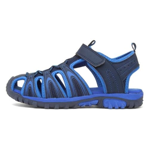 Image of Red Fish Boys Navy Easy Fasten Closed Toe Sandal - Size 3 UK - Blue