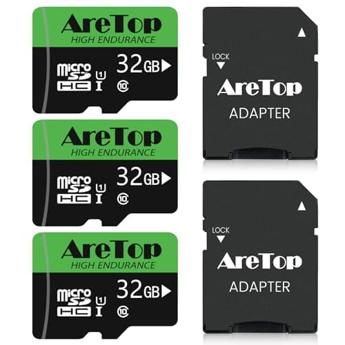 Image of Aretop 32GB Micro SD Card 3 Pack, MicroSDHC,C10,U1,UHS-I,Micro Memory Card With SD Adapter,Read Speed Up to 90MB/s,TF Card for Tablette/Drone/Dash Cam/Camera/Phone/Nintendo-Switch/Security System