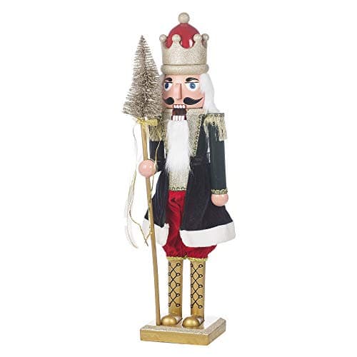 Image of URBNLIVING Wooden Look Christmas Nutcracker Soldier Xmas Traditional Ornament Assorted Sizes (60cm, Green Tree)