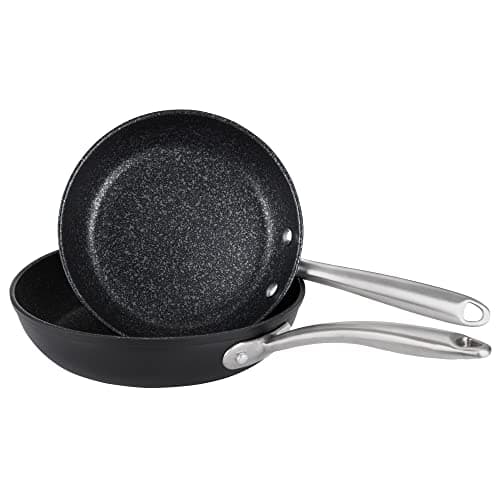 Image of Prestige Scratch Guard Aluminium Frypan Twin Pack, 21cm & 25cm (M.O), Black