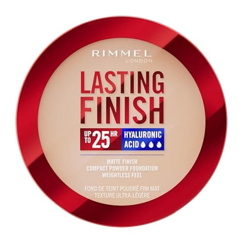 Image of Rimmel Lasting Finish 25 HR Compact Foundation 002 Pearl, Matte Buildable Coverage, Powder-to-Cream, Anti-Pollution Shields, SPF 20, Hyaluronic Acid, Waterproof, Hides Imperfections