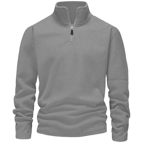 Image of Blu Apparel Mens 1/4 Zip Fleece Sweater Mid Weight Hiking Outdoor Camping Jumper For Men Pullover (UK, Alpha, XXL, Regular, Regular, Grey)