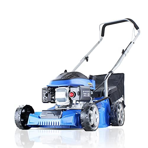 Image of Hyundai 16"/40cm 79cc Petrol Lawnmower, 6 Adjustable Cutting Heights, 40l Grass Collector Bag, Foldable Handles, 19kg & 3 Year Warranty