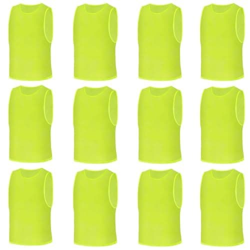 Image of AUYAO 12Pcs Adults Team Training Vest Breathable Mesh Scrimmage Sleeveless Training Pinnies Training Bibs Quick-Dry Sport Bibs Sports Practice Vests for Soccer Basketball Practice(Fluorescent Green)