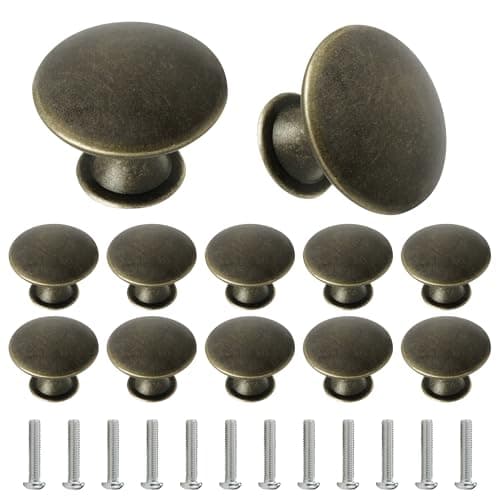 Image of YSDMY 12 Pcs Antique Bronzy Cabinet Knobs with 25mm Screws,Vintage Cabinet Handles Cupboard Handles 30mm Retro Bronze Drawer Pull Knobs, Pull Handle for Cupboard Wardrobe Furniture Hardware