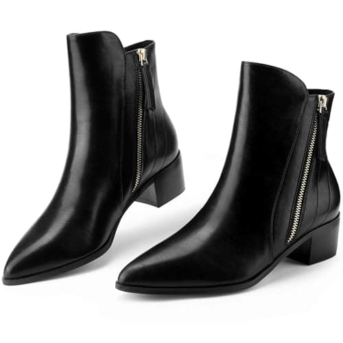 Image of Perphy Pointy Toe Classic Low Heeled Short Ankle Booties for Women Black 3.5 UK/Label Size 5.5 US