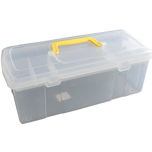 Image of Whitefurze Utility Box with Yellow Handle, Natural, 5 Litre