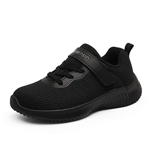 Image of DREAM PAIRS Boys Girls Breathable Tennis Running Shoes Fashion and Comfy Athletic Sport Sneakers,Size 5 Big Kid,All/Black,KRIDER-1