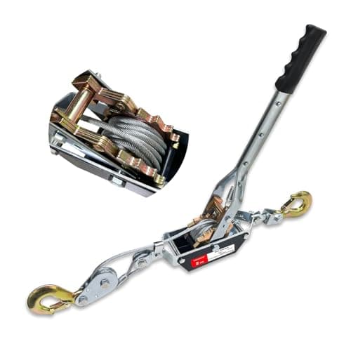 Image of Come Along Winch 2 Ton, Heavy Duty Cable Puller, Rope Come Along Puller, with 2 Hooks Cable Hoist Puller, Puller Winch for Lifting Pulling Building Garages Warehouse (2T-3.3M 5MM)