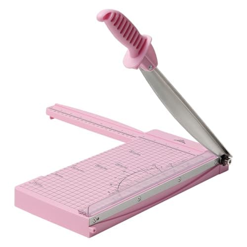 Image of JIELISI A4 Paper Trimmer Cutting Performance up to 10 Sheets,12 Inch Cut Length Manual Guillotine Paper Cutter Scrapbooking Tool with Safety Guard, Blade Lock and Side Ruler(Pink)