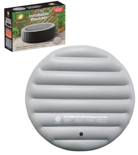 Image of Energy Saving Spa Cover 160cm Inflatable Lid Protective Rain Overflow Heat Insulator Technology Round Bladder Fits All 6 Person Round Hot Tubs Up to 173cm, Grey