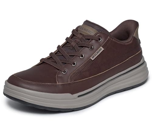 Image of Skechers Men's Sterling Hansel Sneaker, Chocolate Leather/Synthetic, 9 UK