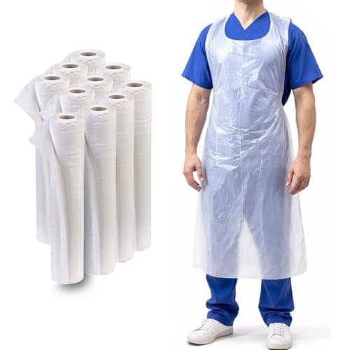 Image of SITE KING Disposable Aprons on Roll, 100 Aprons per Roll, Waterproof & Lightweight PE, Tear-Off Design, Food Safe Hygiene Aprons for Catering, Cleaning & Medical Use (100)