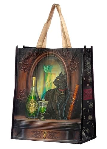 Image of Puckator Lisa Parker Absinthe Cat Reusable Shopping Bag - Shoulder Bags - Handbags for Women - Canvas Tote Bags for Women - Shopping Hand Bag - Large Ladies Bags - Aesthetic Stuff - Big Foldaway Bag