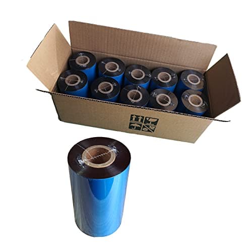 Image of (10 Rolls) 4.33'' x 984' Premium Resin Enhanced Wax Ribbon, 110mm x 300m Black Thermal Transfer Ribbon, Barcode Thermal Label Printer Ribbon, CSO-Ink Outside, 1'' Core for Zebra, TSC, GoDex, Citizen