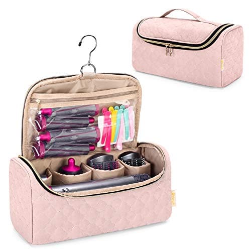 Image of Yarwo Travel Organsier Bag Compatible with Dyson Airwrap Styler Complete, Portable Travel Storage Case Hair Dryer Holders for Airwrap Styler and Attachments, Vintage Rose