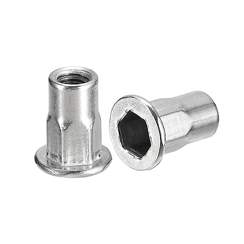 Image of sourcing map M4 Half Hex Body Rivet Nuts, 60pcs 304 Stainless Steel Flat Head Threaded Insert Nuts