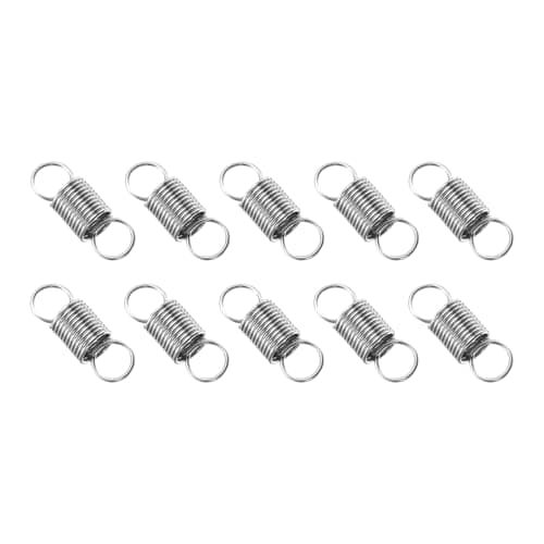 Image of PATIKIL Extension Spring, 10pcs Wire Diameter 0.5mm, OD 5mm, Free Length 15mm 304 Stainless Steel Dual Hook Tension Springs for Lawn Tractor Home Repairs DIY, Silver