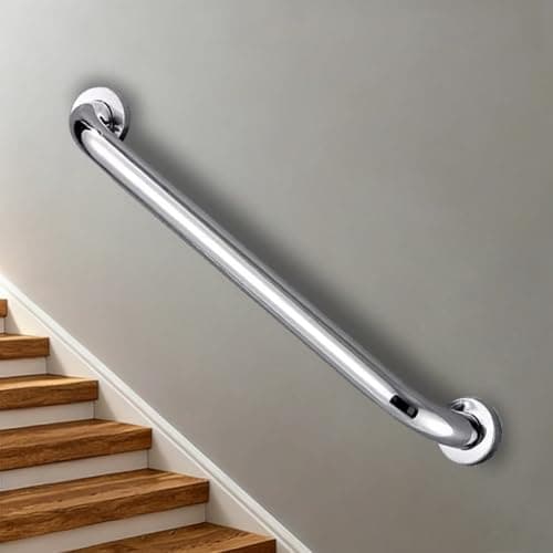 Image of Stainless Steel Non-Slip Grab Bar 60cm 80cm 1m 120cm 1.5m Wall-Mounted Stair Rail Indoor & Outdoor Banister Railing, Safe Handrail for Stairs and Bathrooms