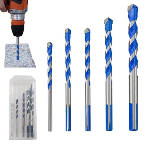 Image of 5PCS Tile Drill Bit, Professional Tungsten Industrial Strength Carbide Drill Bit for Ceramic Tile, Porcelain, Brick, Granite Marble, Glass, Cement, Plastic, Wood, Tip4/5/6/8/10mm - Box of 5