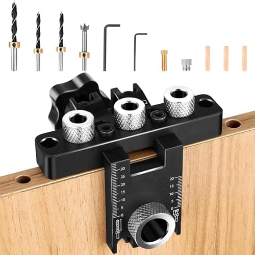 Image of HUALIANG 3-in-1 Pocket Hole Jig Kit,8/10/15 mm Dowel Jig,Dowel Drilling Template with Positioning Clip Adjustable Drilling Guide Puncher Locator,Carpentry Tools for Woodworking Exact Dowel Holes DIY