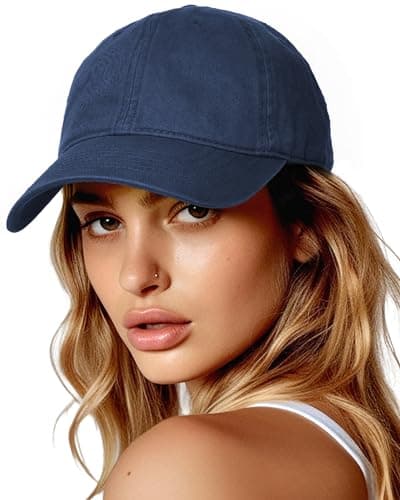 Image of FURTALK Womens Mens Baseball Cap Washed Cotton Adjustable Soft Caps Unisex Unstructured Vintage Baseball Hats, Navy Blue, M