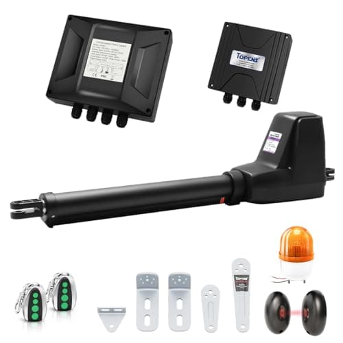 Image of TOPENS AT12131 Single Swing Gate Opener Heavy Duty Automatic Gate Motor for Single Swing Gates Up to 5.5m, Electric Driveway Gate Operator AC Powered with Remote Control, Beacon, and Photo Sensor