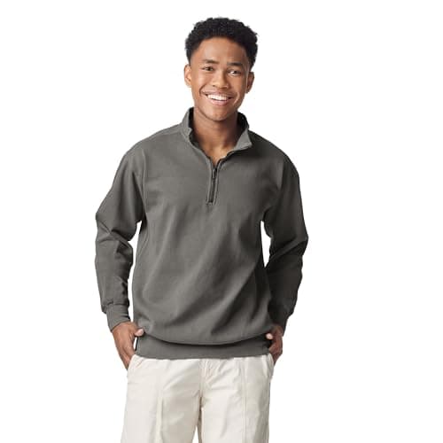 Image of Comfort Colors Men's Adult 1/4 Zip Sweatshirt, Grey, XXL