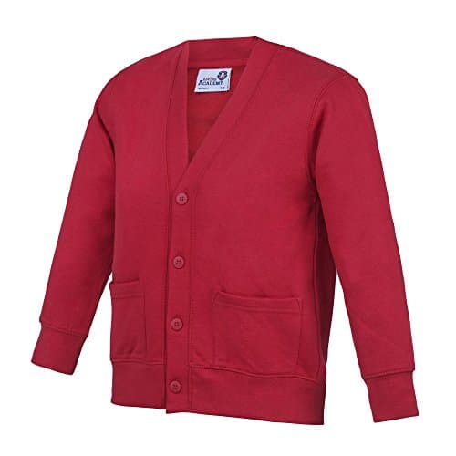 Image of AWDis Boy's Kids Academy Cardigan School Top, Red (Academy Red), 13 Years (Manufacturer Size:XX-Large)
