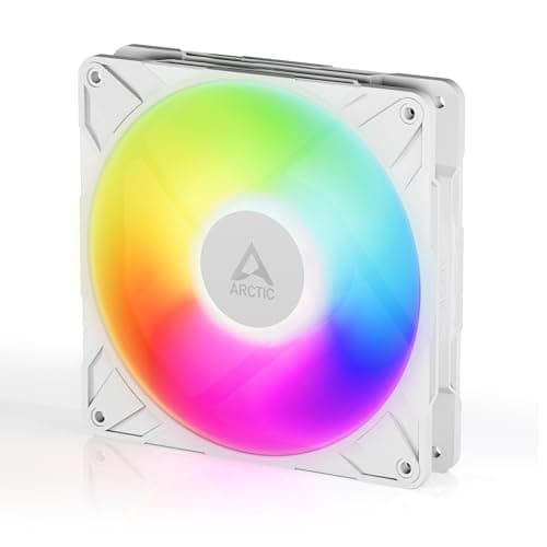 Image of ARCTIC P14 Pro A-RGB (White) - Powerful Premium Fan, 140 mm PWM Fan with Y-Cable Splitter, 400-2500 rpm, 0 rpm <5% PWM, 5V Digital RGB, Fluid Dynamic Bearing - White
