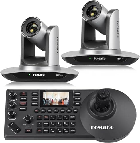 Image of FoMaKo NDI Camera AI Auto Tracking Gen 3 HDMI Camera 20x Optical Zoom(2pcs) PoE PTZ Controller (NDI PTZ Bundle FMK20UH x2 +KC608) BN402