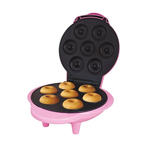 Image of Global Gizmos 35580 Mini Doughnut Maker/Easy Clean Non-Stick Plates/Cool Touch Handle/Makes 7 Mini Donuts/Unique Thermostatic Design Prevents Overcooking/Pink