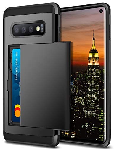 Image of Coolden for Samsung S10 Case Wallet Case Shockproof Protective Case Hard Back Rubber Bumper Phone Case Card Holder Slot Wallet Case Cover for Samsung Galaxy S10 (Black)