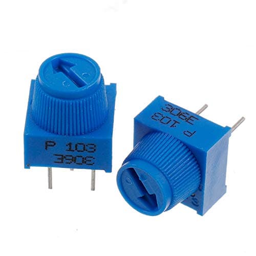 Image of BOJACK 10K Ohm Trim Potentiometer with Knob P103 3 Terminal pin Blue Variable Resistors (Pack of 10 Pcs)