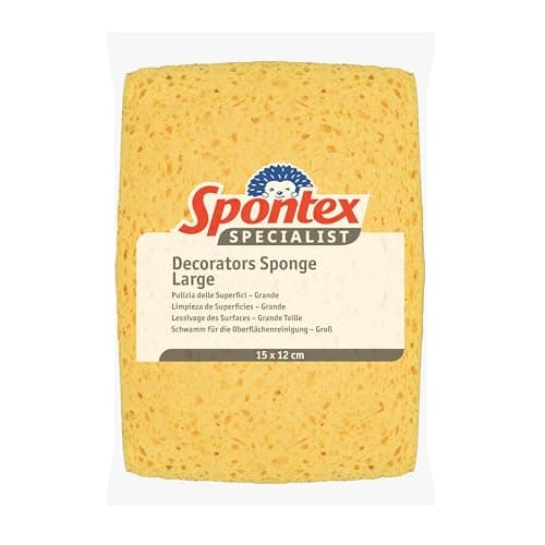 Image of Spontex Decorators Sponge | Large: 15 x 12 cm | For Washing Walls, Wallpaper Hanging, Tile Cleaning & More | Super Absorbent Cellulose | 1 Pack