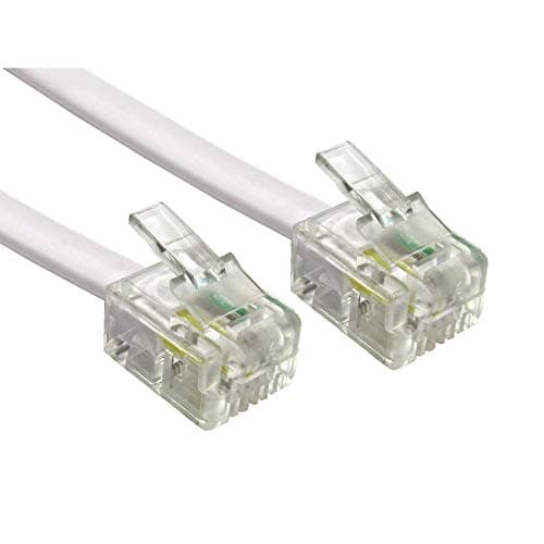 Image of Alida Systems ® ADSL Cable 1m - Superior Quality Gold Plated Contact Pin/High Speed Internet Broadband Router or Modem to RJ11 Telephone Jack or Microfilter/White