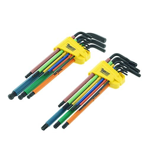 Image of SabreCut 18 Piece SCTGKB1 Soft Grip Comfort Extra Long Black Oxide Hex Diamond Hex Plus and Torx Security Key Sets with Colour Coding - Sizes 1.5mm-10mm T10-T50