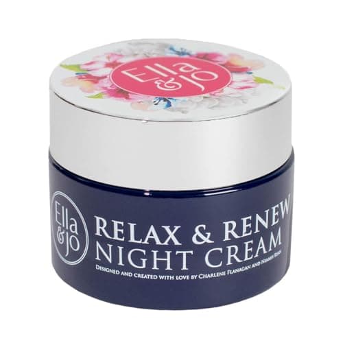 Image of Ella & Jo Relax & Renew Night Cream: Hydrating, Anti-Aging Moisturiser with Bakuchiol, A Plant-Based Retinol, Peptides + Hyaluronic Acid - Plumps Fine Lines, Stimulates Skin Repair and Renewal - 50ml