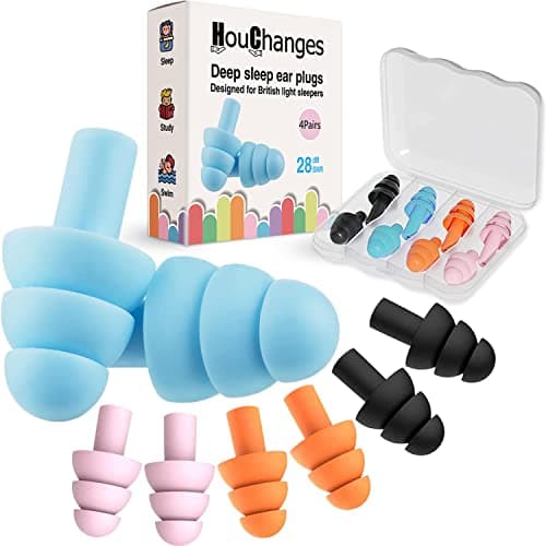 Image of Ear Plugs for Sleep Soft Silicone Reusable, Earplugs for Sleeping Noise Cancelling(4Pairs) Multicoloured