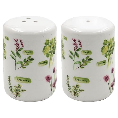 Image of The Leonardo Collection Herb Garden Salt & Pepper by Jennifer Rose Gallery | Decorative Salt and Pepper Shaker Set with Herb Garden for Home & Kitchen | Ideal Kitchen Accessories Gift for Women & Men