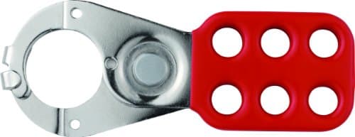 Image of ABUS 33551 1-inch Steel Lock Off Tag Out Hasp with Shackle Clearance and Clamp - Red