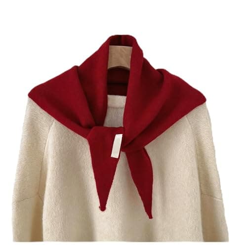 Image of LSYZHX Wool Knitted Triangle Scarf for Women,Women's Soft Triangular Scarf, Lightweight Knitted Scarf, Neckerchief for Women and Girls (Red)