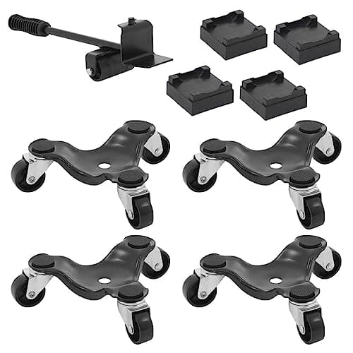 Image of Unibos Steel Tri-Dolly, 3-Wheel Furniture Mover with Lifters, Heavy-Duty Moving Dolly, Swivel Caster, 200 KG Capacity, Black (4 Pack)